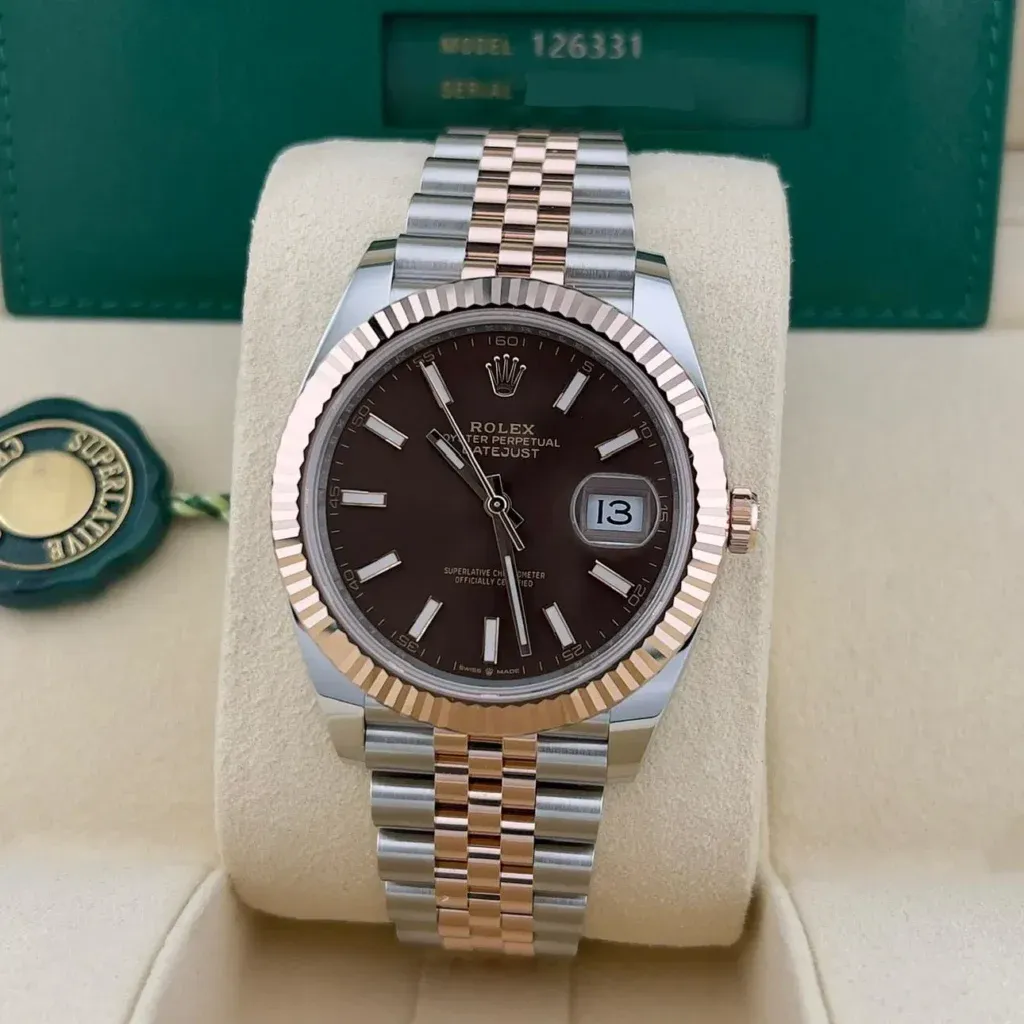 2024 Rolex Datejust Chocolate 126331 — Everose Rolesor Fluted Jubilee Ref. 126331-0002 — Crown Watch Group Miami
