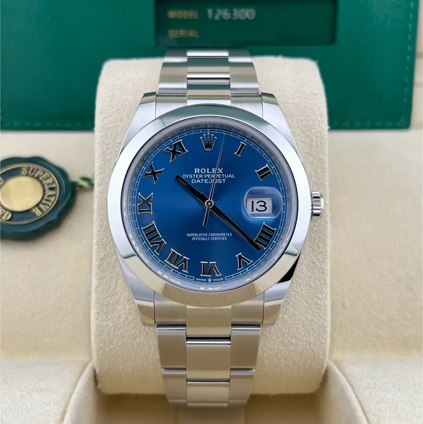 2025 2025 Rolex Datejust 41 Smooth / Blue / Roman / Oyster Ref. 126300-0017 — Crown Watch Group Miami