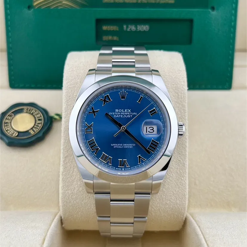 2025 2025 Rolex Datejust 41 Smooth / Blue / Roman / Oyster Ref. 126300-0017 — Crown Watch Group Miami