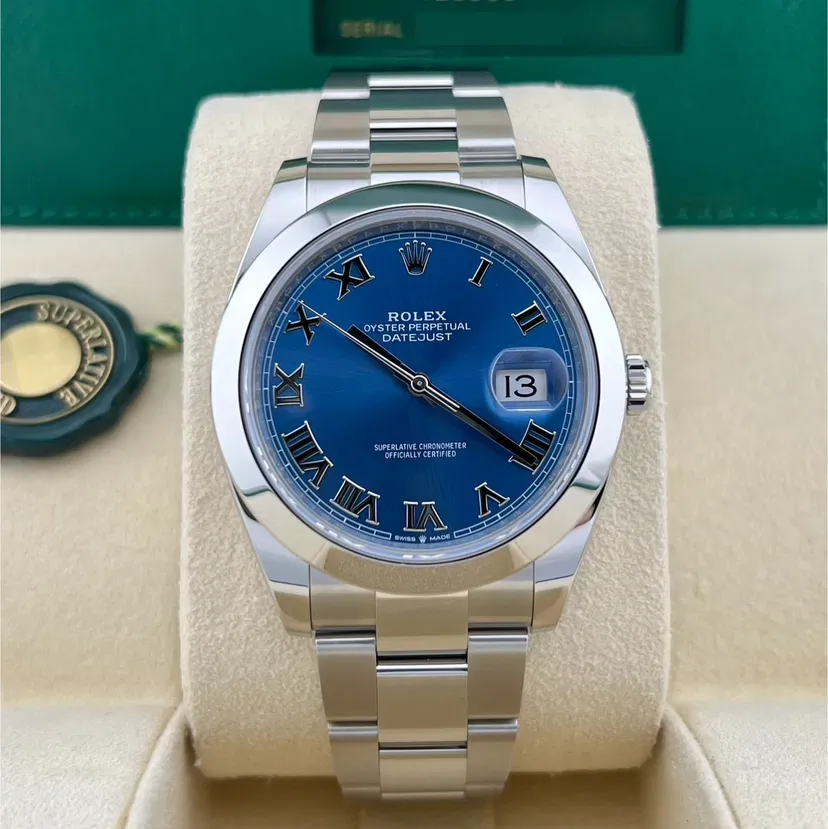 2025 2025 Rolex Datejust 41 Smooth / Blue / Roman / Oyster Ref. 126300-0017 — Crown Watch Group Miami