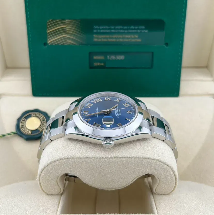 2025 2025 Rolex Datejust 41 Smooth / Blue / Roman / Oyster Ref. 126300-0017 — Crown Watch Group Miami