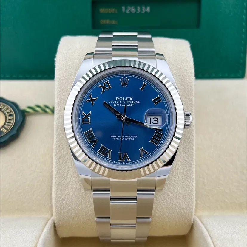 2024 2024 Rolex Datejust 41 Fluted Blue Roman Oyster Ref. 126334-0025 — Crown Watch Group Miami