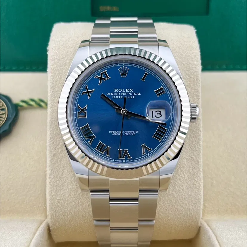 2024 2024 Rolex Datejust 41 Fluted Blue Roman Oyster Ref. 126334-0025 — Crown Watch Group Miami