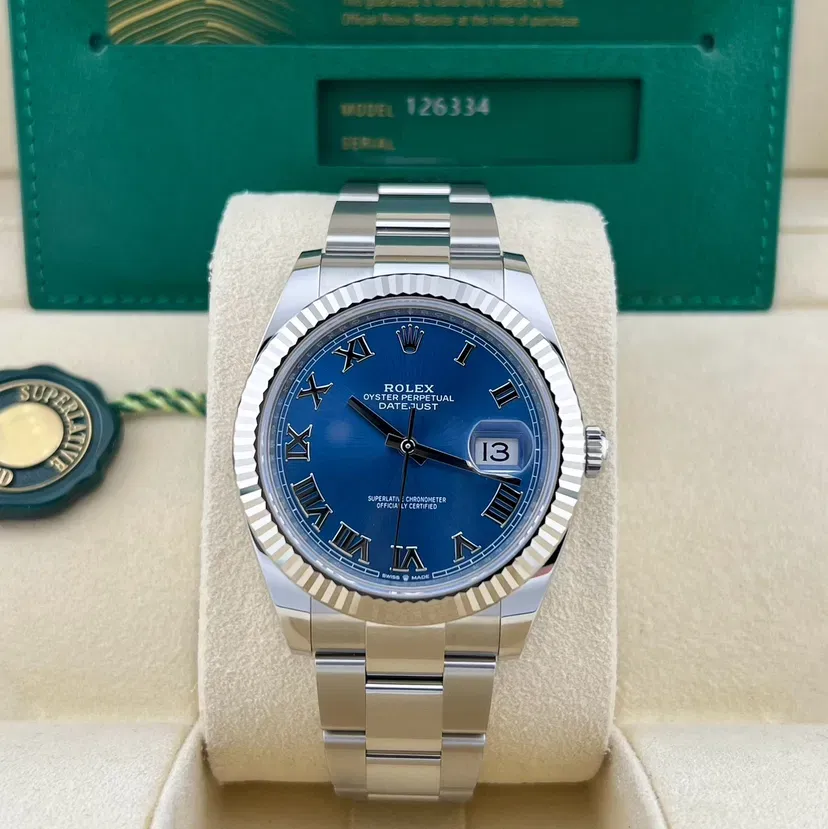 2024 2024 Rolex Datejust 41 Fluted Blue Roman Oyster Ref. 126334-0025 — Crown Watch Group Miami