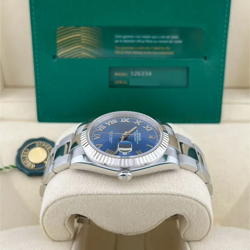 2024 2024 Rolex Datejust 41 Fluted Blue Roman Oyster Ref. 126334-0025 — Crown Watch Group Miami