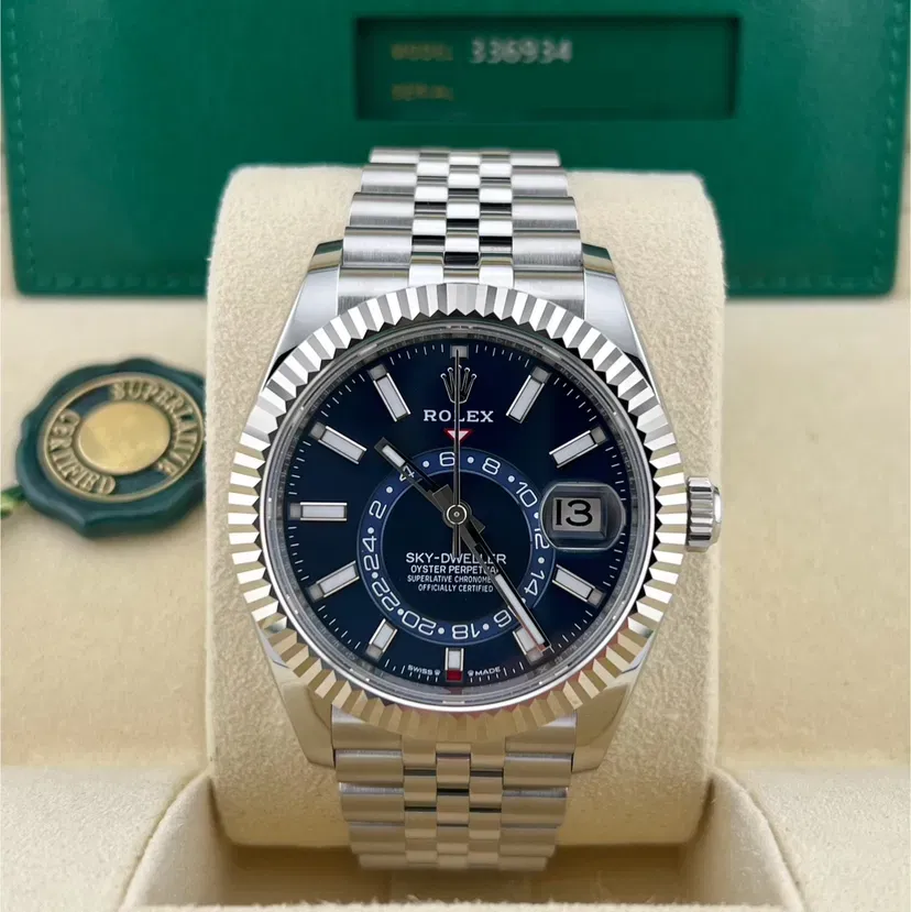 2025 2025 Rolex Sky-Dweller 42 Steel Fluted Blue Jubilee Ref. 336934-0006 — Crown Watch Group Miami