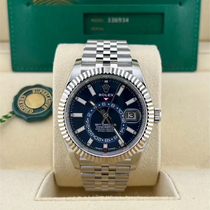 2025 2025 Rolex Sky-Dweller 42 Steel Fluted Blue Jubilee Ref. 336934-0006 — Crown Watch Group Miami