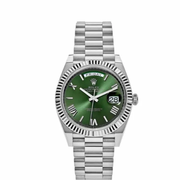 2023 Rolex Day-Date 40 White Gold / Fluted / Olive-Green / Roman / President
