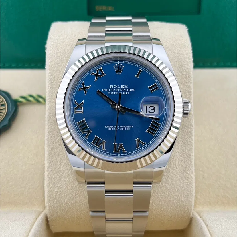 2024 Rolex Datejust 41 Fluted  Blue  Roman  Oyster — Ref. 126334-0025 — 2024 — Unworn condition — Crown Watch Group Miami